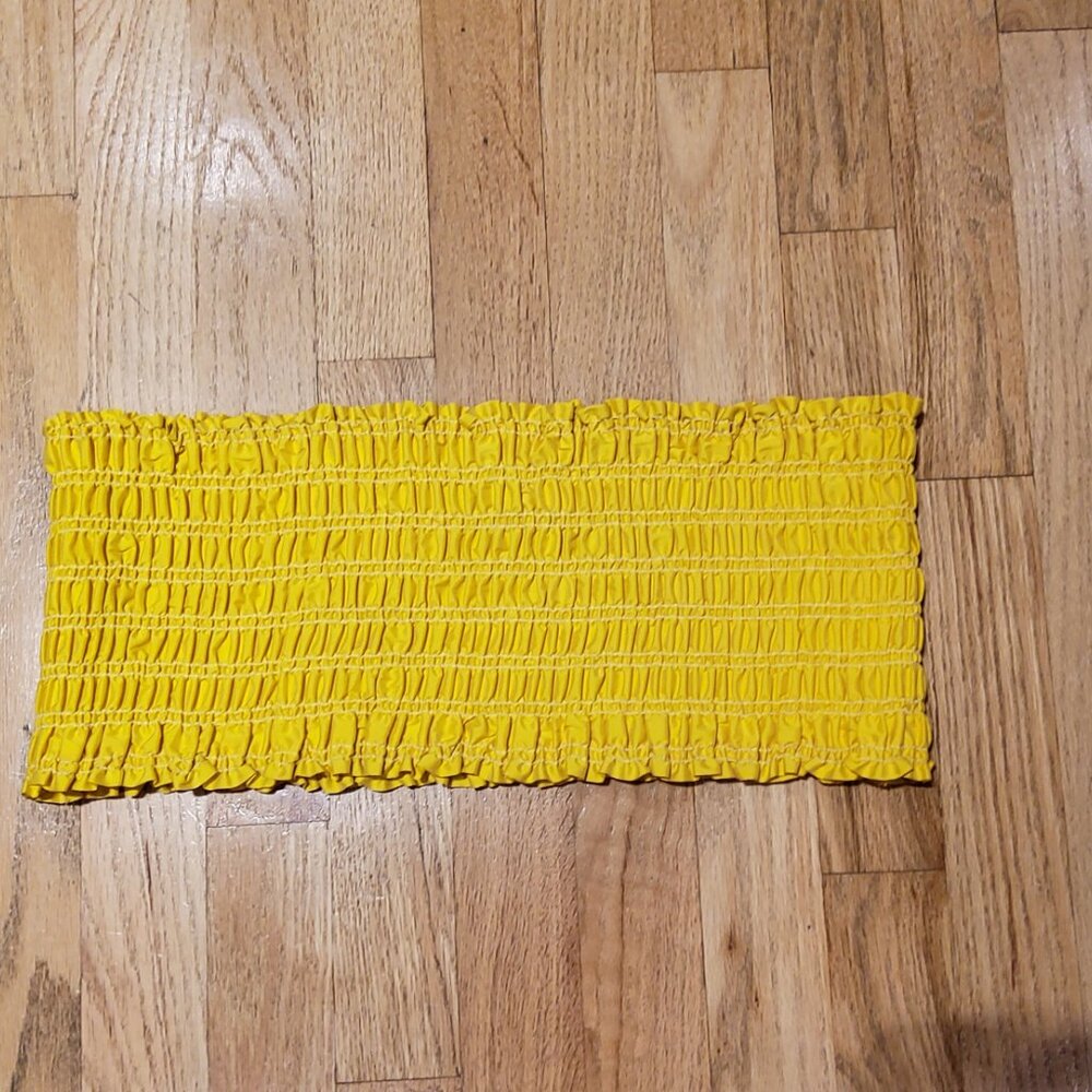 NWOT J.Crew Yellow Smocked Ruffle Bodice Strapless Bandeau Cropped Top Size 6